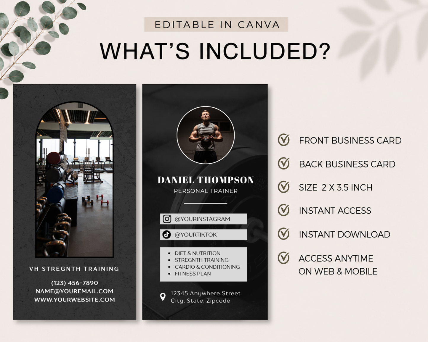Personal Trainer Business Card | Canva Template
