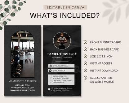 Personal Trainer Business Card | Canva Template