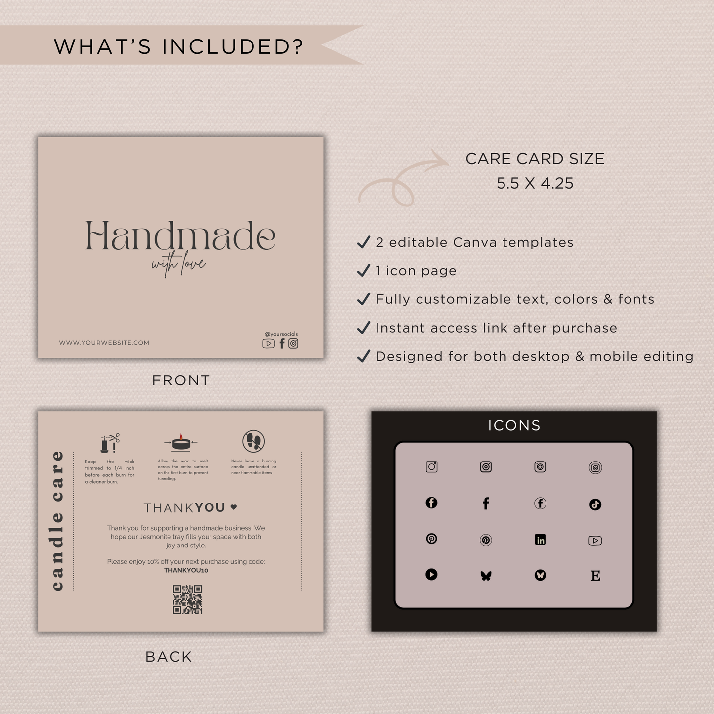 Candle Care Card | Canva Template