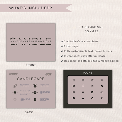 Candle Care Card | Canva Template