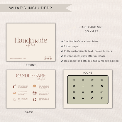 Candle Care Card | Canva Template