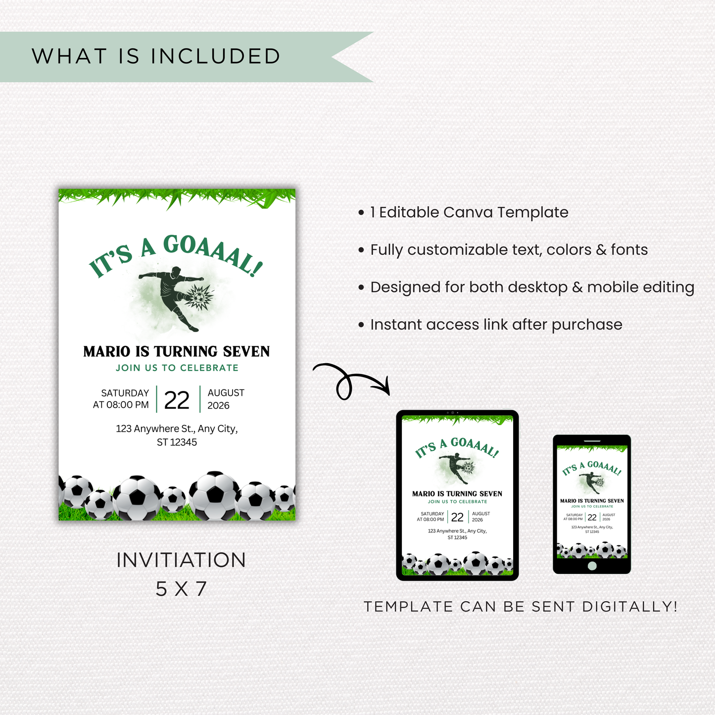 Soccer Theme Birthday | Canva Template