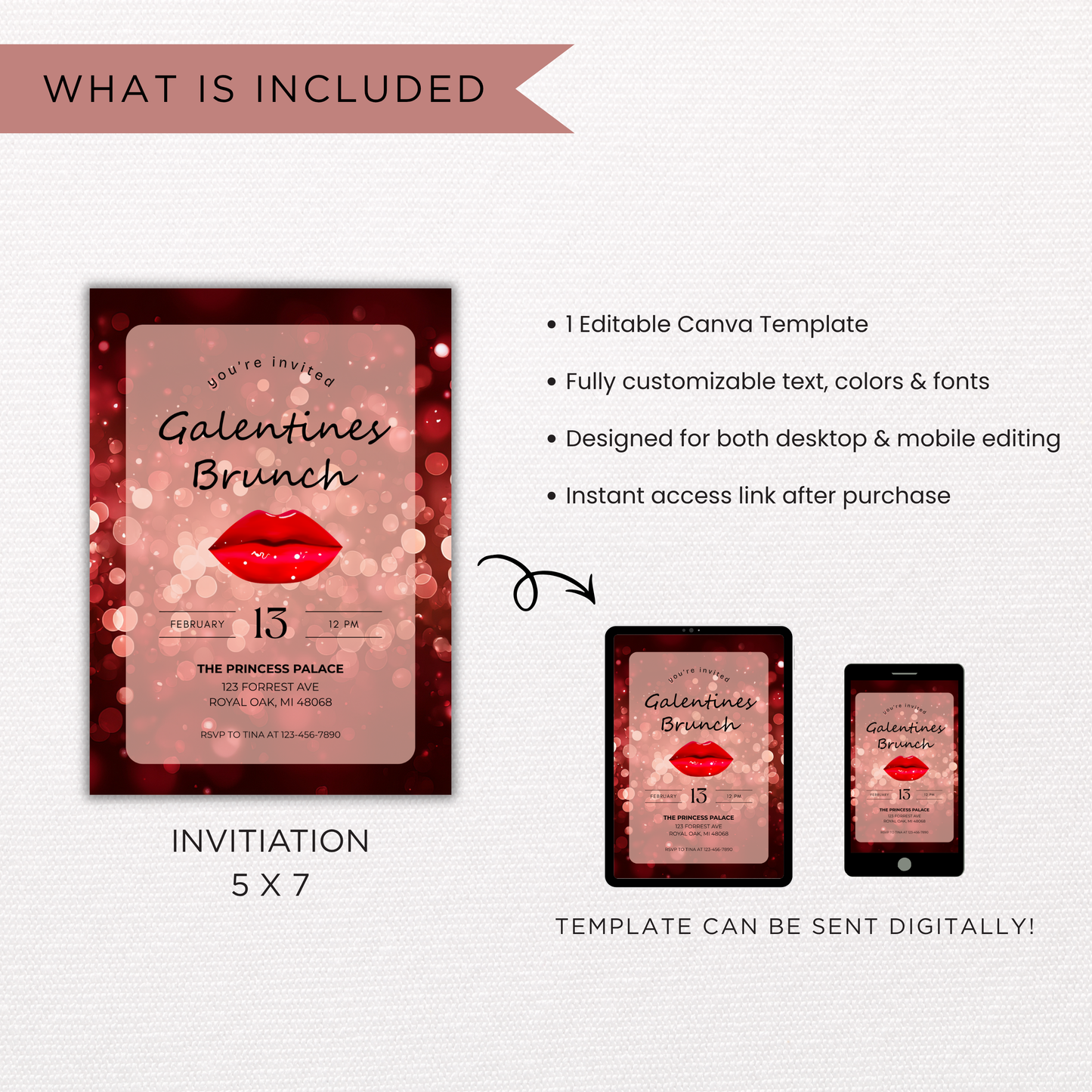 Galentines Brunch Invite | Canva Template