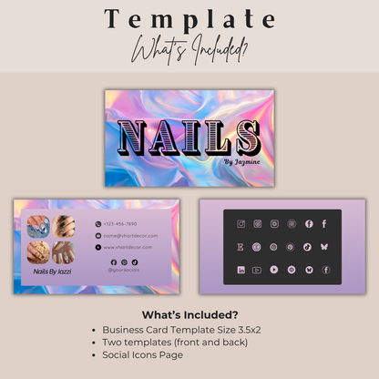 Nail Business Card Template | Editable Canva Business Card