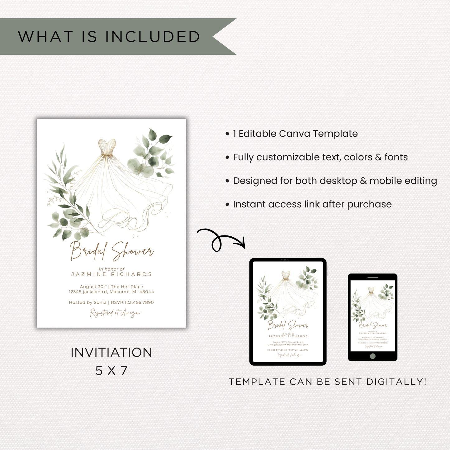 Bridal Shower Invitation | Canva Template