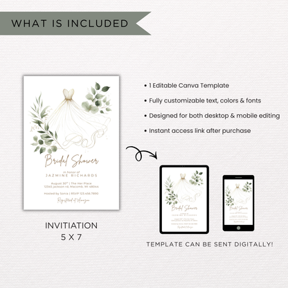 Bridal Shower Invitation | Canva Template
