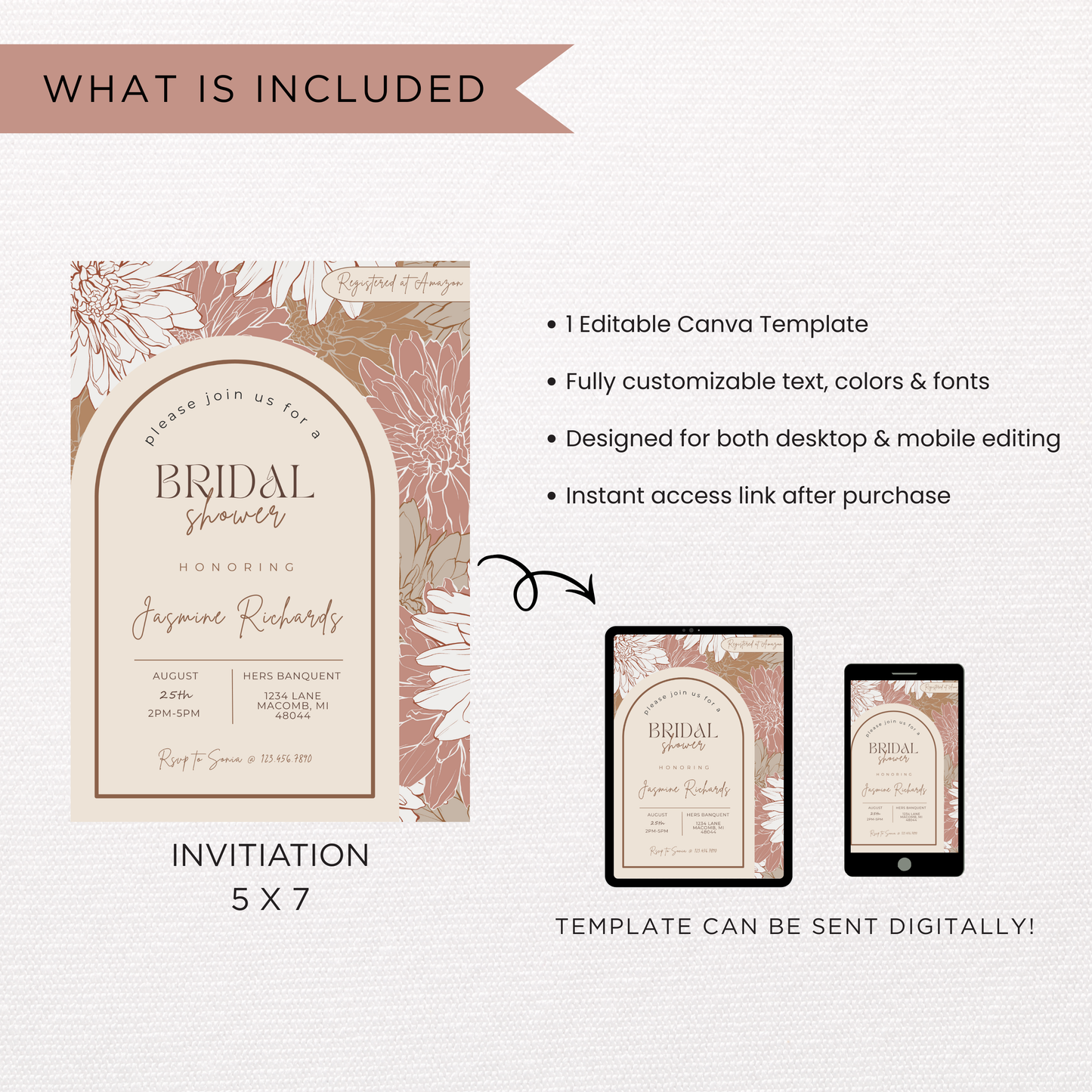Bridal Shower Invitation Template | Canva Template