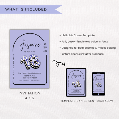18th Birthday Invite | Canva Template