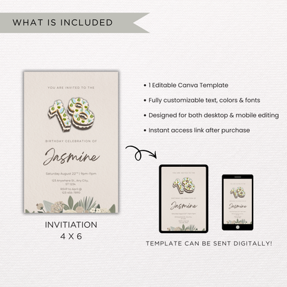 18th Birthday Invite | Canva Template