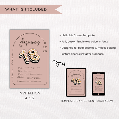 18th Birthday Invite | Canva Template
