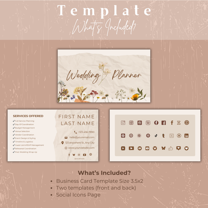 Wedding Planner Business Card | Wedding Planner Card | Canva Template