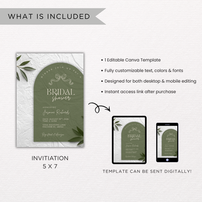 Bridal Shower Invitation | Canva Template