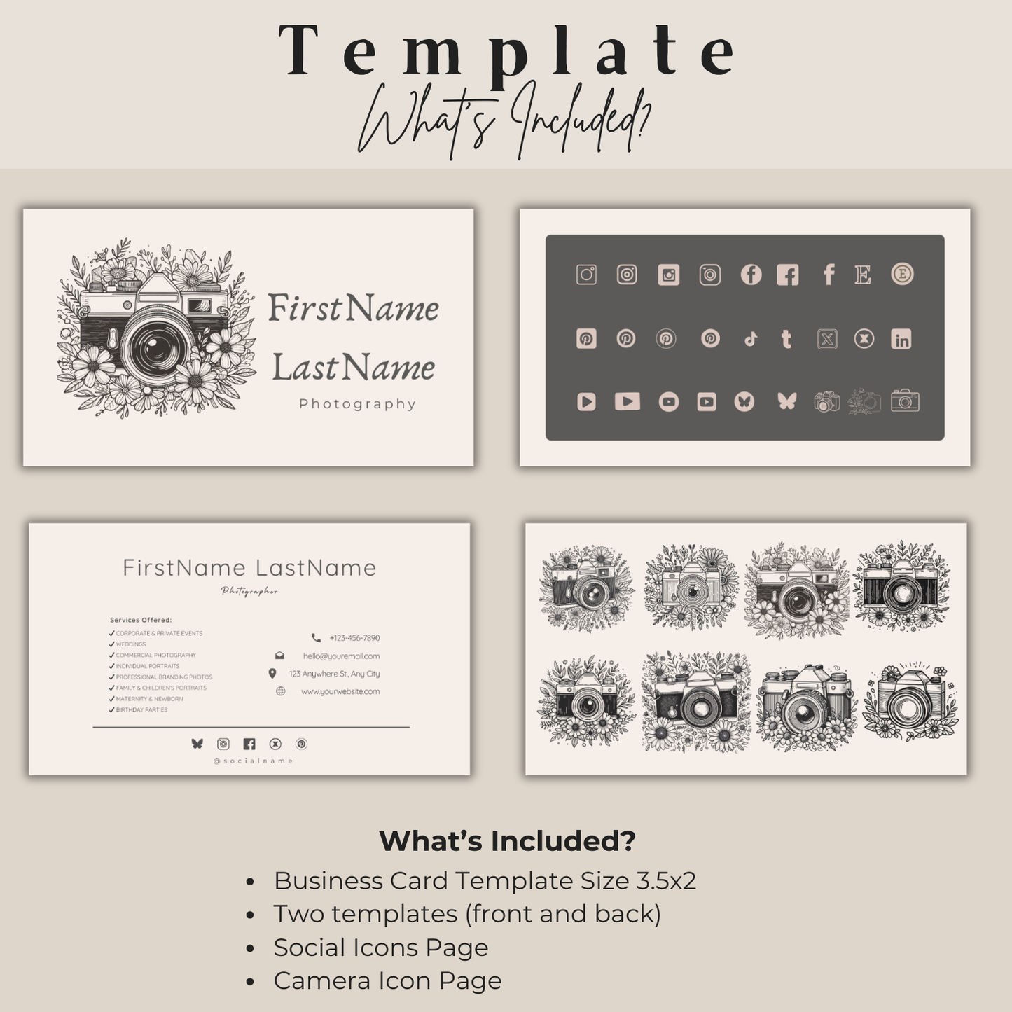 Modern Business Card Template | Vintage Photography