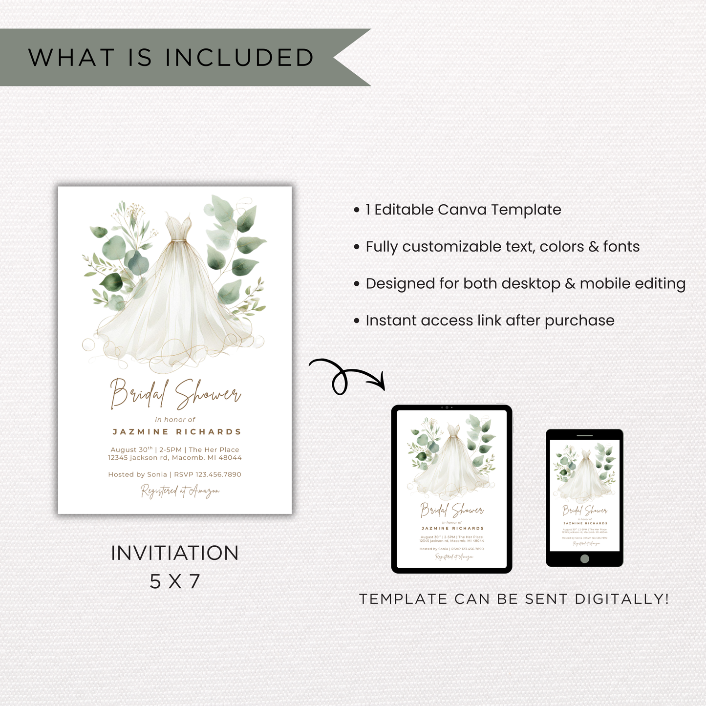 Bridal Shower Invitation | Canva Template