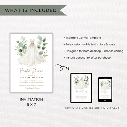 Bridal Shower Invitation | Canva Template