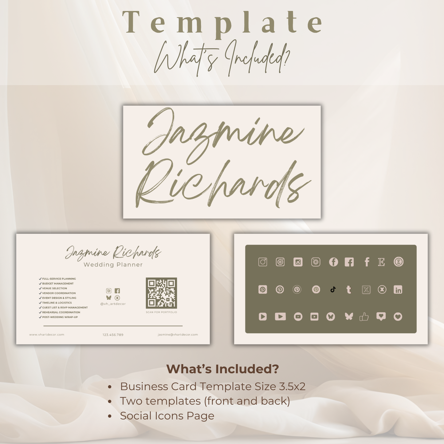 Wedding Planner Business Card | Wedding Planner Card | Canva Template