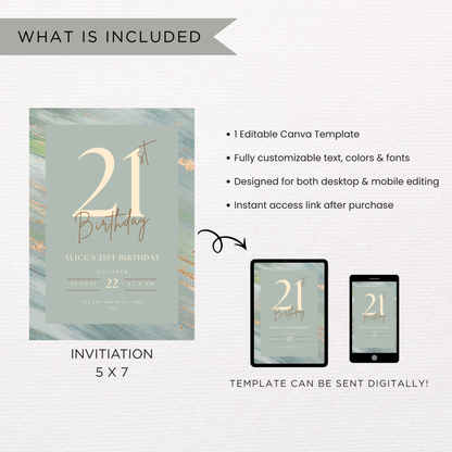 Green Birthday Invitation Template | Canva Template