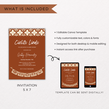 Cielito Lindo Baby Shower Invite | Canva Template