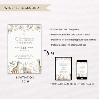 Animal Theme Birthday | Canva Template