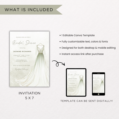 Bridal Shower Invitation | Canva Template