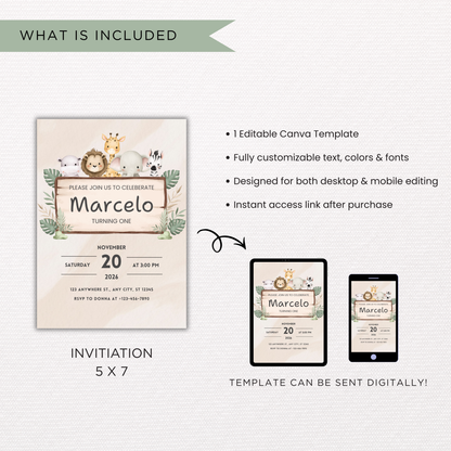 Animal Birthday Theme | Canva Template