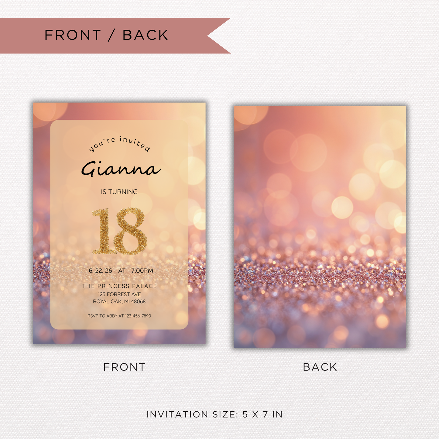 Glitter Theme Invite | Canva Template