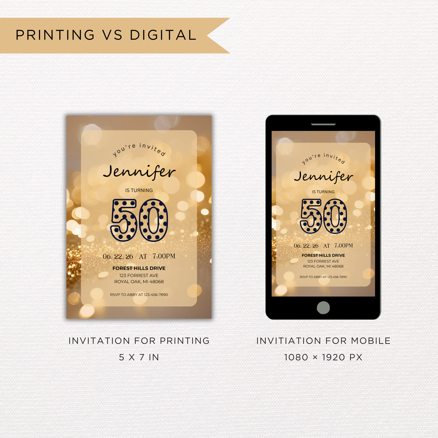 50th Birthday Invite | Canva Template