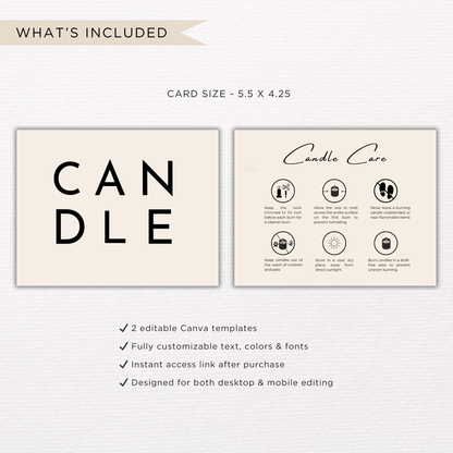 Candle Care Card | Canva Template
