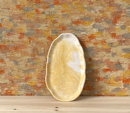 Oval Accent Tray | Yellow Marble Effect