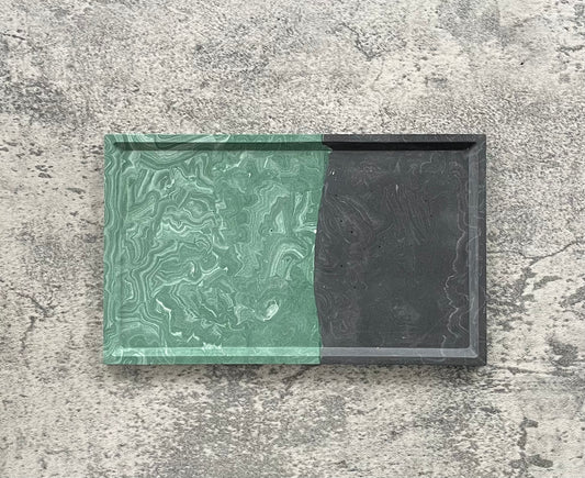 Flat Rectangle Tray | Black & Green