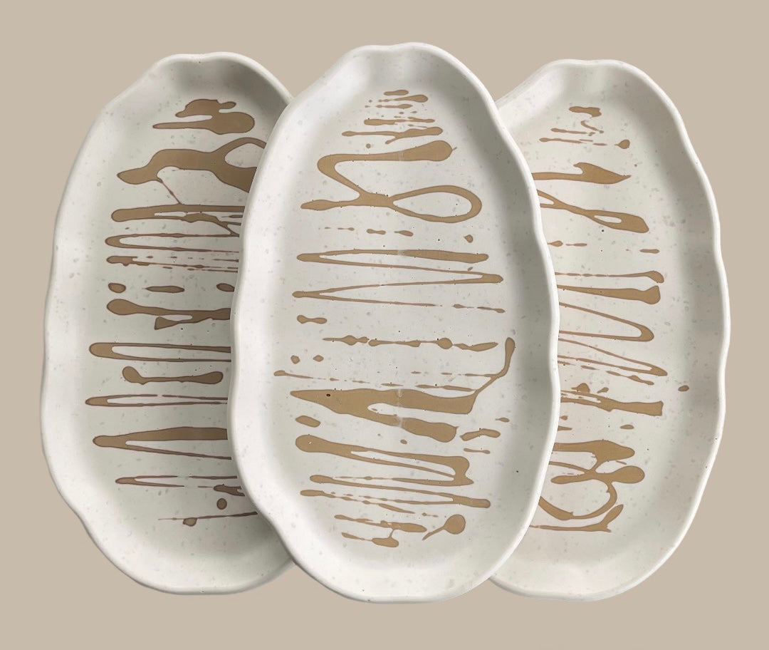 Oval Accent Tray | Beige & Brown