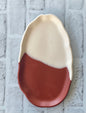 Oval Accent Tray | Off White & Red