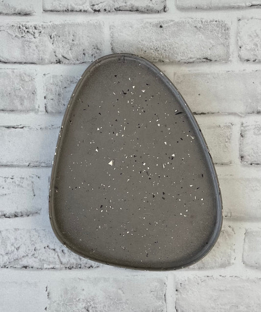 Large Triangle Accent Tray | Grey with Black & White Terrazzo