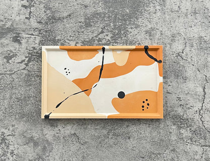 Flat Rectangle Tray | Orange Abstract