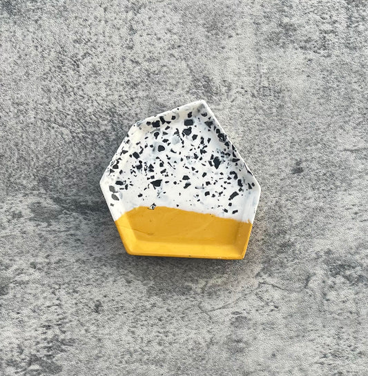 Geometric Trinket I | Yellow w/ Black Terrazzo